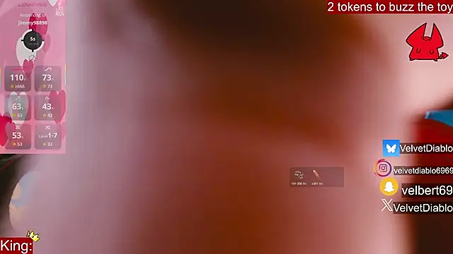 Snapshot of VelvetDiablo chatting on February 10, 2026, 1:15 am VelvetDiablo online show from February 10, 2026, 1:15 am