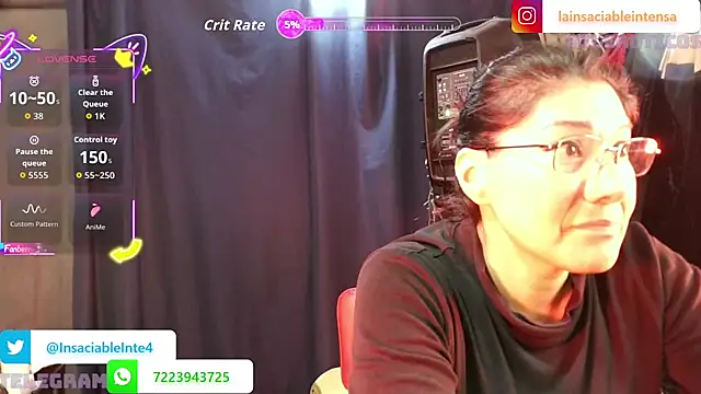 Snapshot of LaInsaciableIntensa chatting on May 17, 2026, 12:10 am LaInsaciableIntensa online show from May 17, 2026, 12:10 am