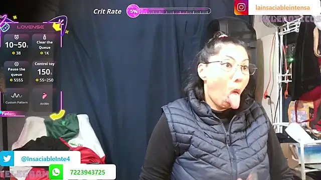 Snapshot of LaInsaciableIntensa chatting on April 24, 2026, 12:01 am LaInsaciableIntensa online show from April 24, 2026, 12:01 am